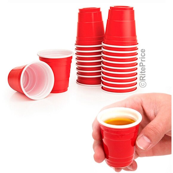 100 PCS Mini Red Cups 2oz Plastic Shot Glass Jelly Drink Party Disposable (5 PK) - Picture 5 of 13